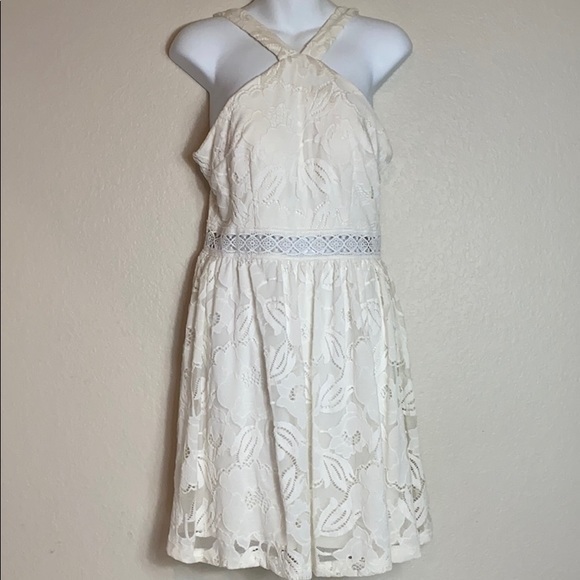 Francesca’s Cream Lace Dress with Halter Straps - Picture 2 of 7